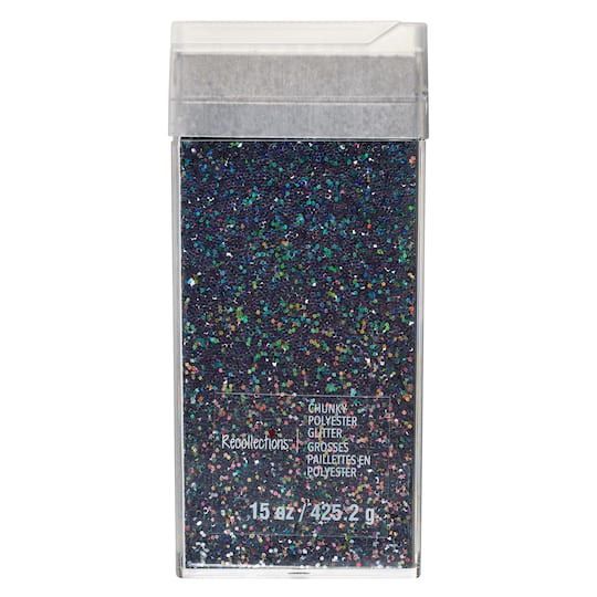 16 Pack: Black Chunky Polyester Glitter by Recollections™